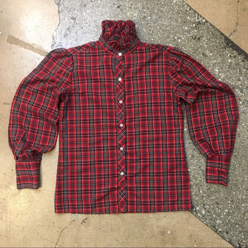 The perfect vintage Christmas plaid holiday blouse